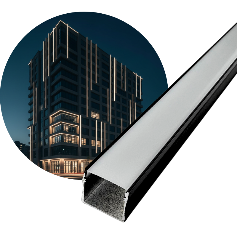 3M Perfil Aluminio Negro 2020B Empotrar o Sobreponer 23.5. x 20 mm
