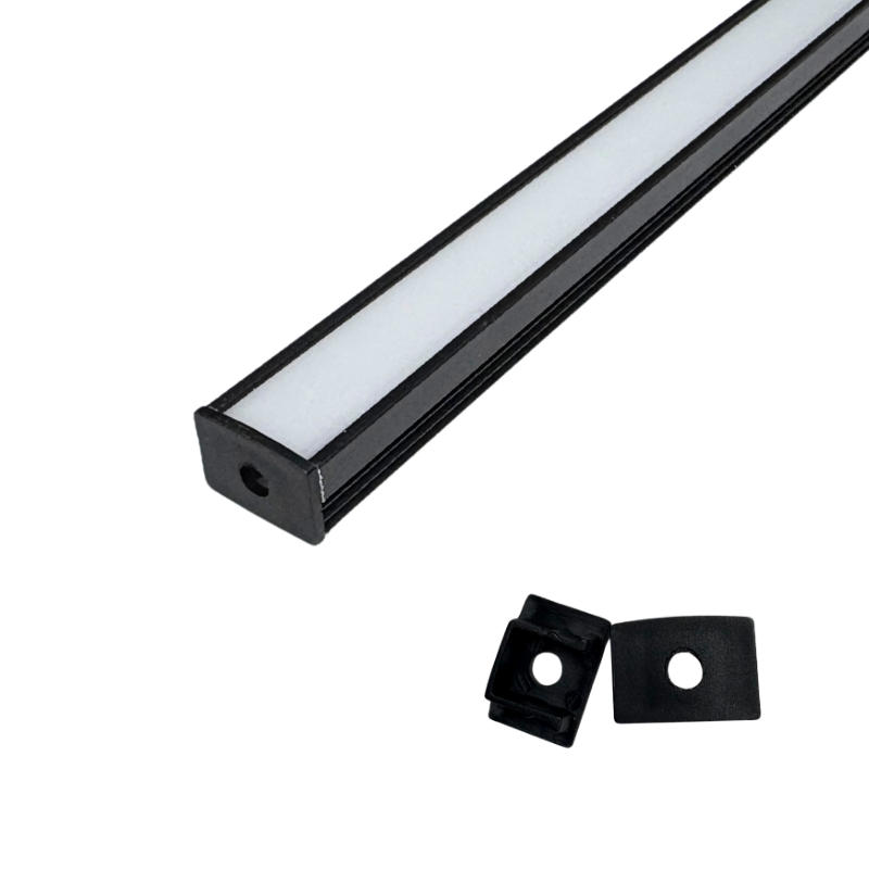 3M De Perfil De Aluminio Negro 130B Empotrar O Sobreponer 16.8x12mm