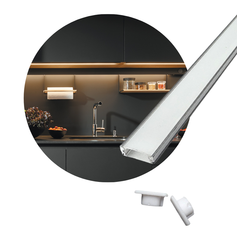 3M Perfil Aluminio Natural 103 Empotrar/ Sobreponer  16.5x6.5mm