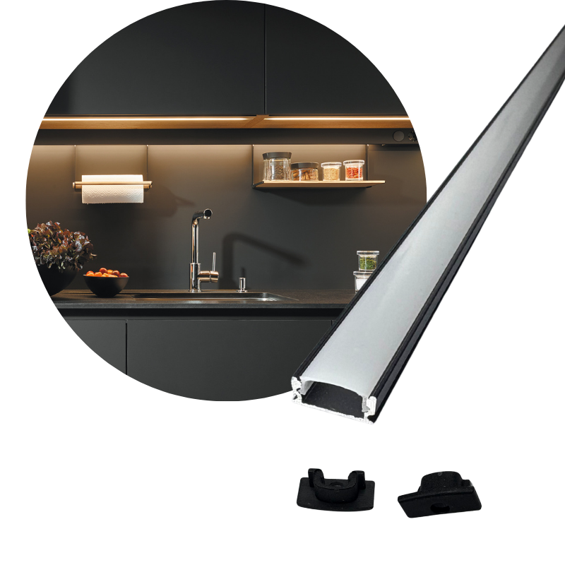 3M Perfil Aluminio Negro 103B Empotrar/ Sobreponer  16.5x6.5mm