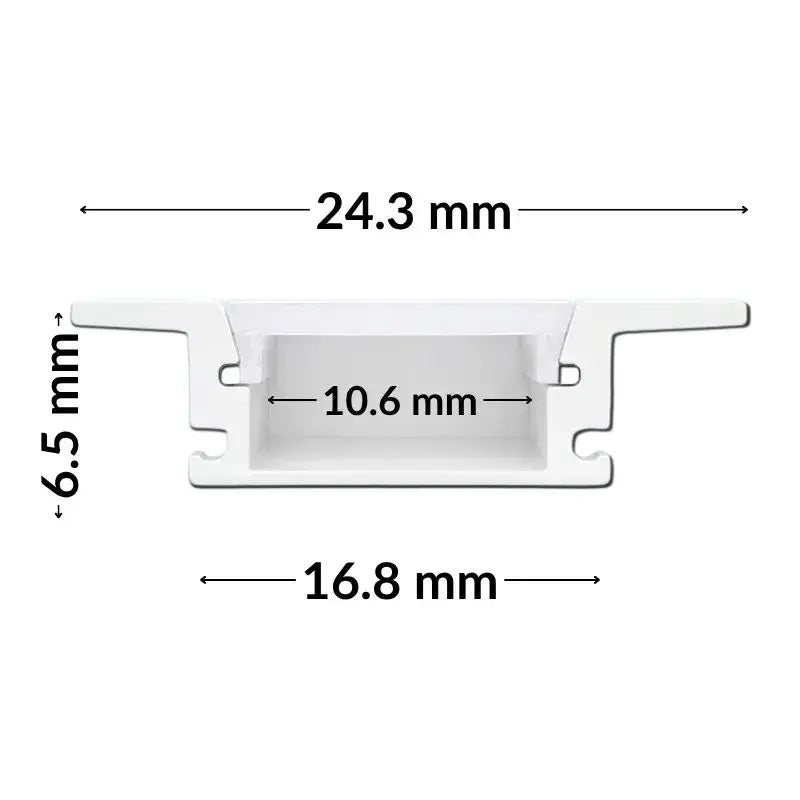 3M De Perfil De Aluminio Blanco  102W Con Pestañas Empotrar 16.5x6.5mm