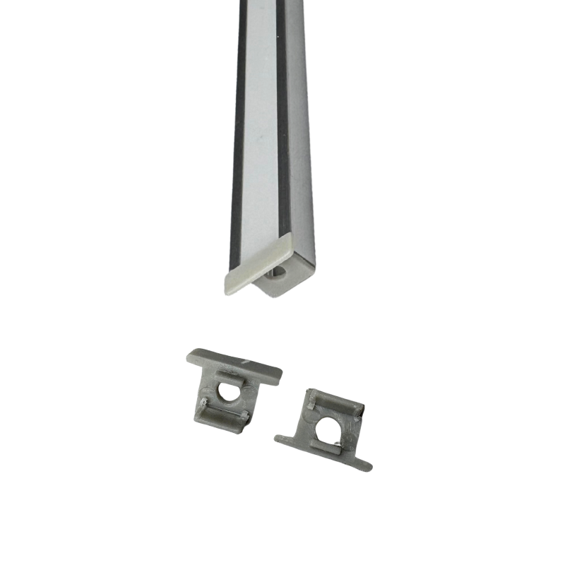 Kit 2 Tapas Perfil Aluminio Natural Con Pestaña 1010 10x10mm