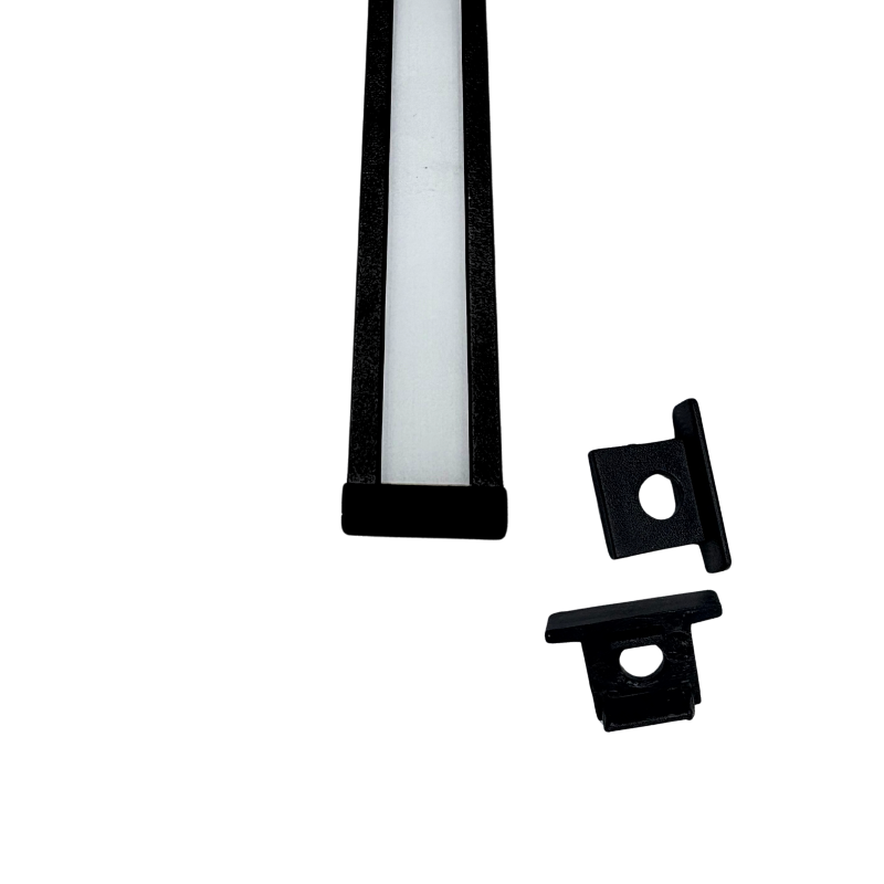 Kit 2 Tapas Perfil Negro Aluminio Con Pestaña 1010B 10x10mm