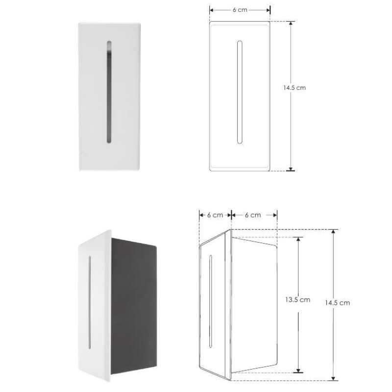 Luminario de pared blanco cálido 3W óptica lineal, rectangularIP54