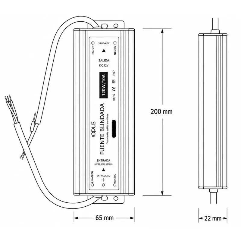 Fuente de Poder Blindada 12V 120W Exterior IP67