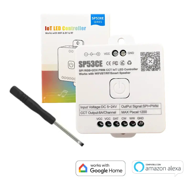 Controlador LED Pixel Wifi 2 Canales SP53CE Alexa Google Home 1200PX