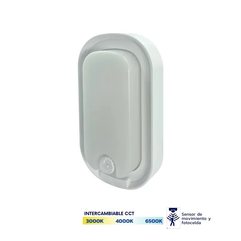Arbotante ABS Blanco 12W Sensor De Movimiento Y Fotocelda CCT 3K,4K,65K