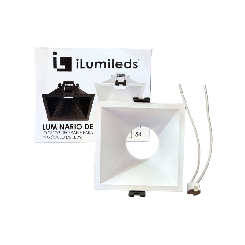 Difusor Policarbonato Cuadrado Blanco Con Profundidad Con Base MR16