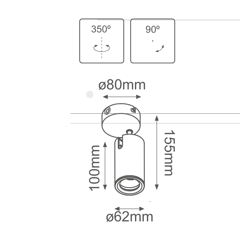Luminaria Sobreponer Acabado Blanco Dirigible Para Foco GU10 Serie HÉRCULES