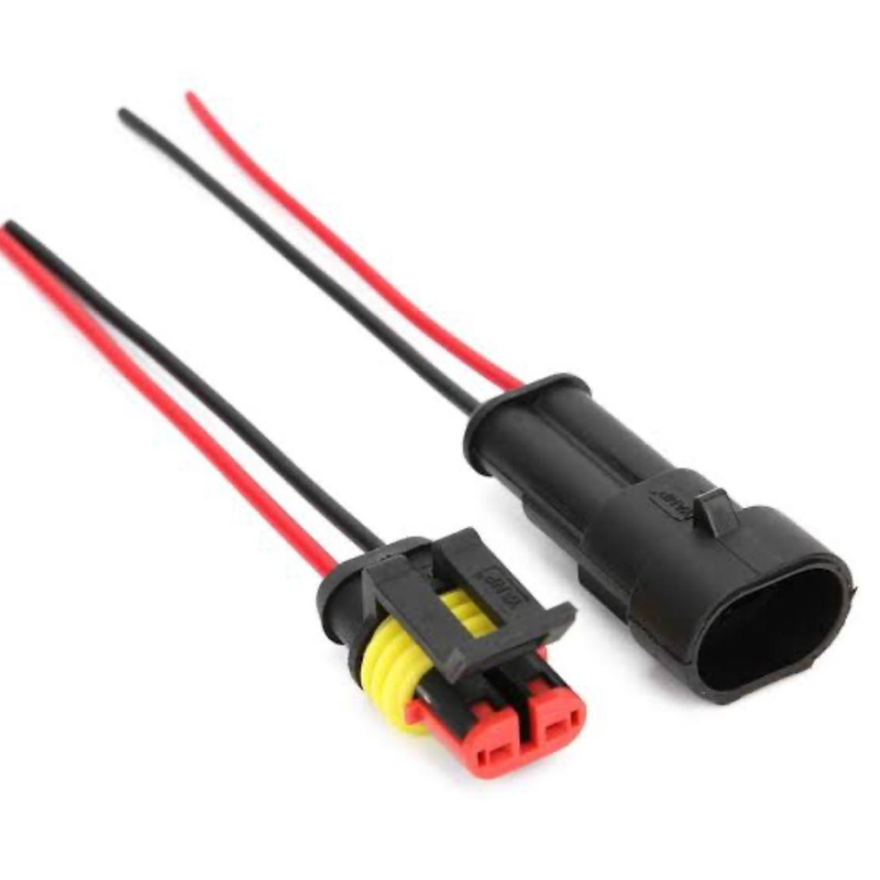 Par de conector de cable eléctrico impermeable sellado de 2 pines
