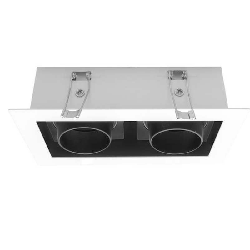 Square diffuser, trimless, two adjustable dichroic heads, IP20