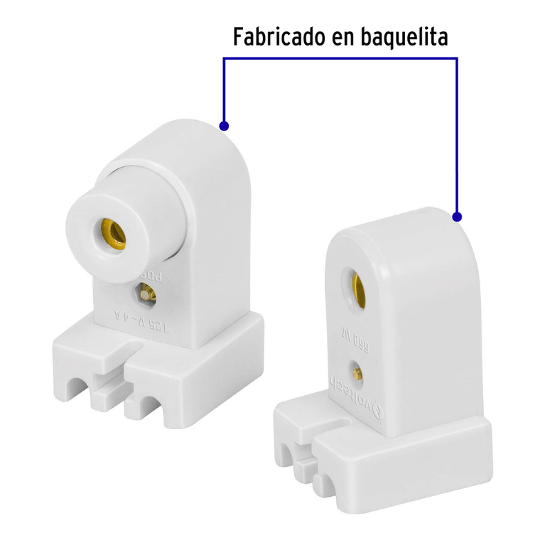 2 pz portalámparas p/tubo LED y fluorescente, base FA8 ( SLIM LINE ) - Wattko