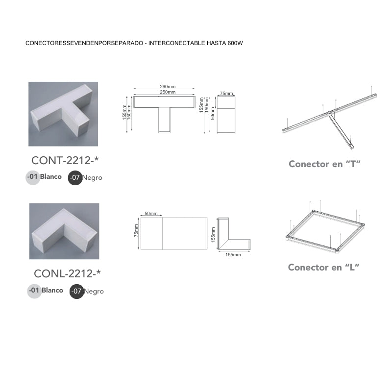 Lampara Lineal 60cm 16W CCT 3K,4K,6K Interconectable