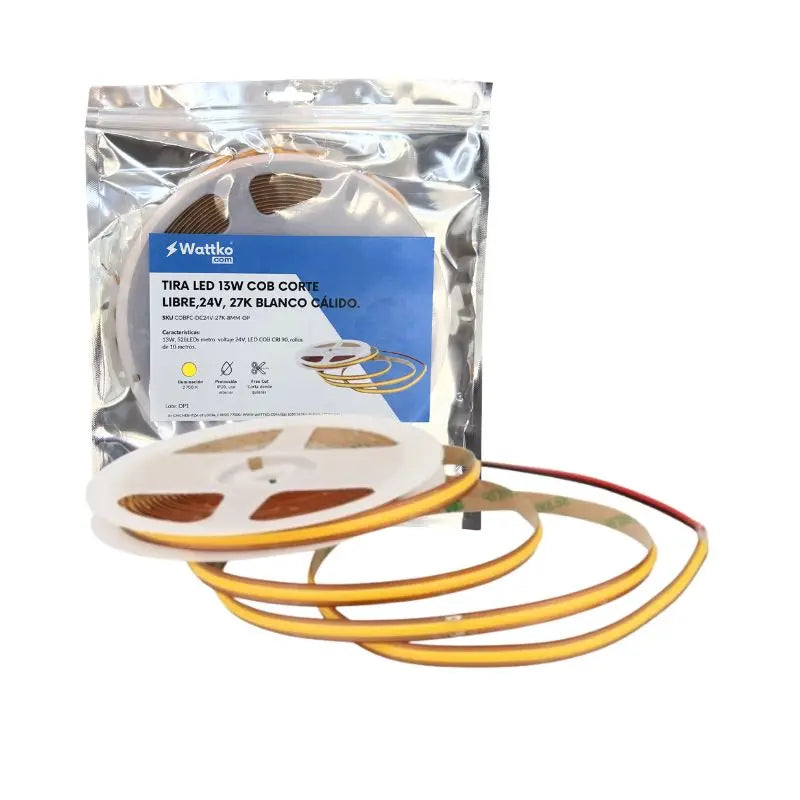 10M Tira LED COB 13W/M Corte Libre 24V 2700K Blanco Cálido