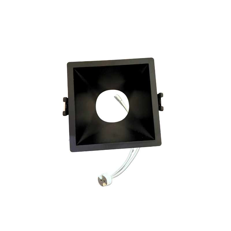 Black Square Polycarbonate Diffuser with Depth and Base MR16