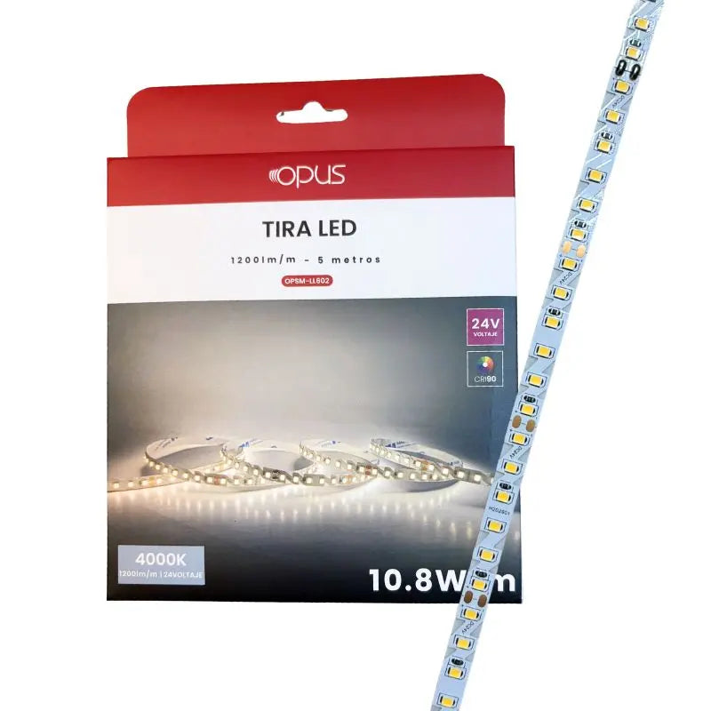 5m Tira LED Zig-Zag 12V 120 LEDS y 10.8W Metro Blanco Neutro 4K, IP2O Uso Interior