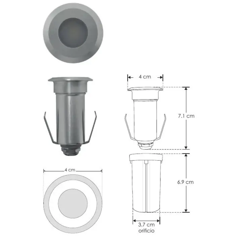 Empotrado Mini Led 1W 110v  3000k
