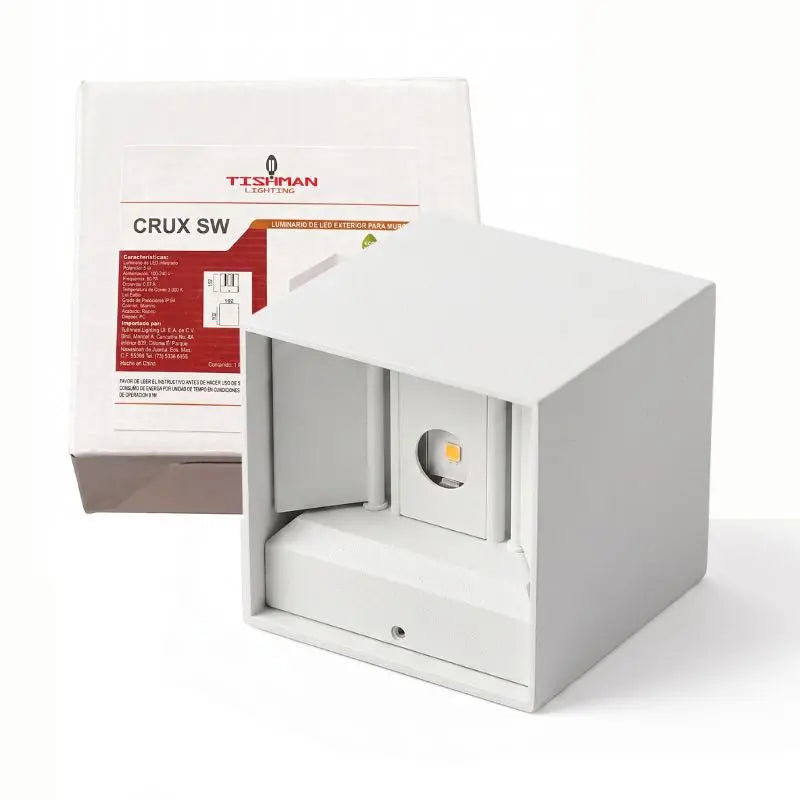 Luminaria Cubo Blanco 6W 3K Cálido Haz De Luz Ajustable 120V IP65 Uso Exterior