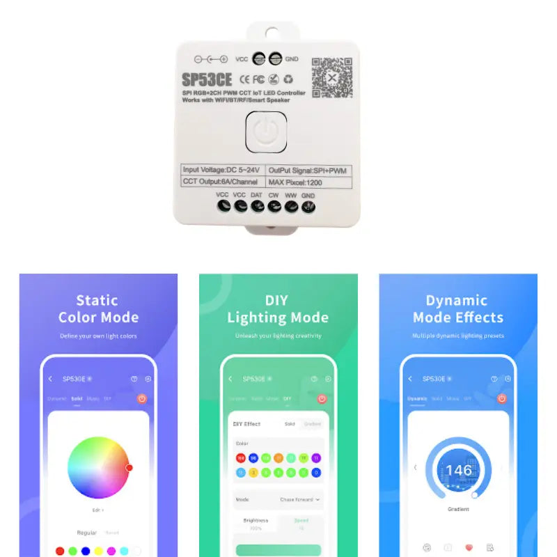 Controlador LED Pixel Wifi 2 Canales SP53CE Alexa Google Home 1200PX