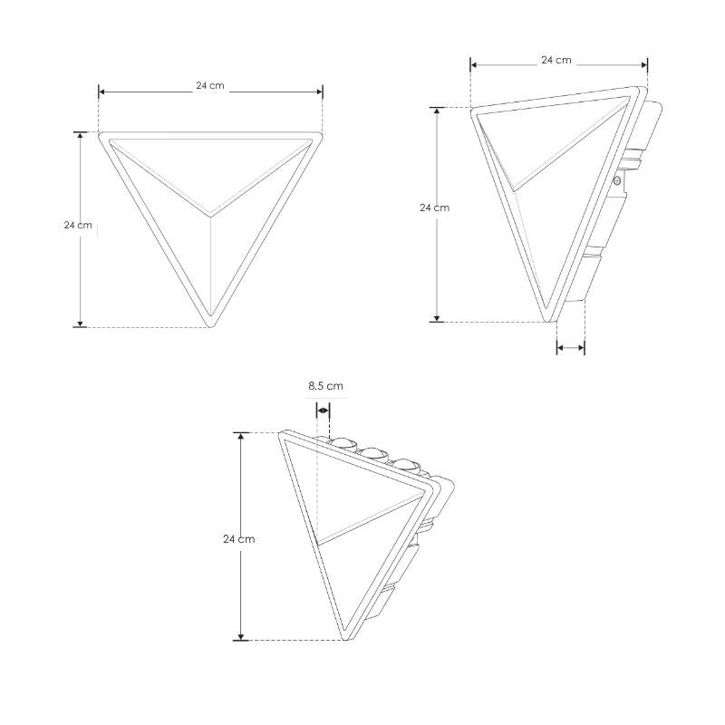Luminario De Pared Policarbonato Triangular 24W, Uso Exterior Luz Cálida