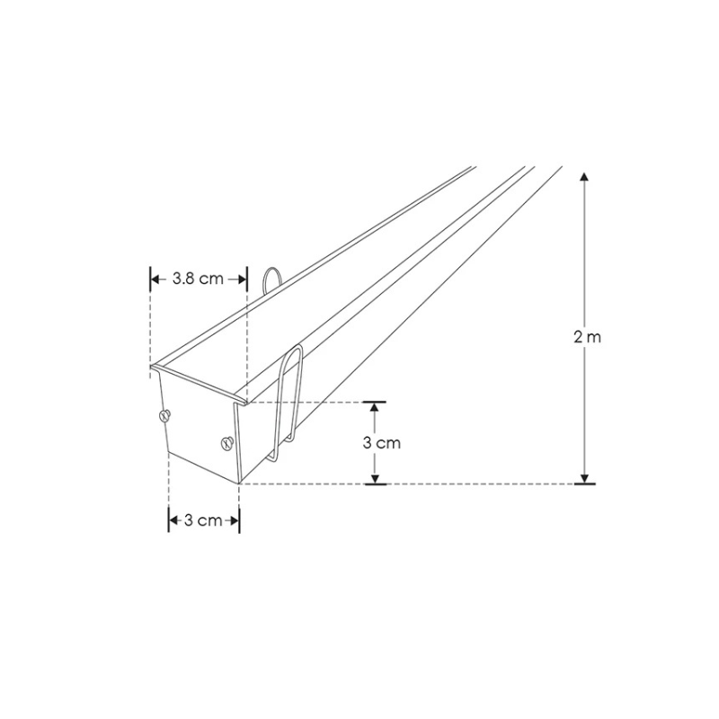 2M Perfil Aluminio Natural Empotrar Con Pestaña 3830 Empotrar  38x30 mm