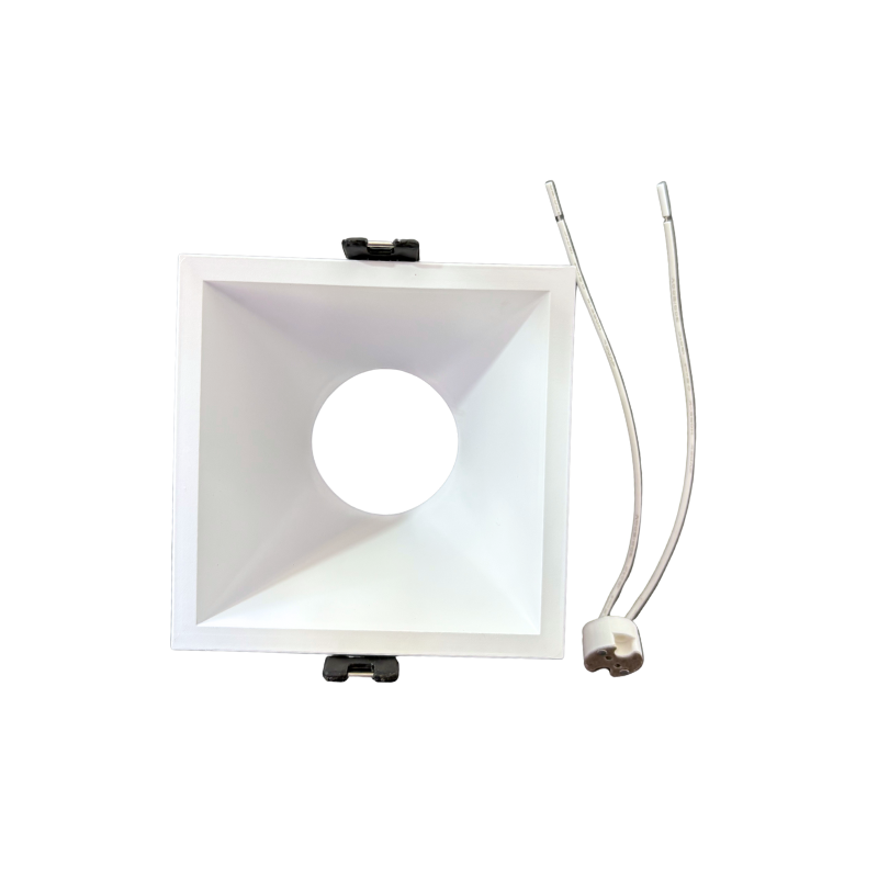 Difusor Policarbonato Cuadrado Blanco Con Profundidad Con Base MR16