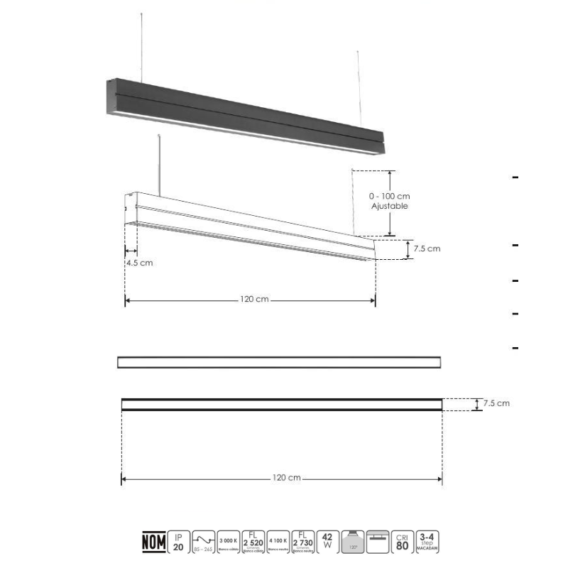 Luminario, de LED, blanco cálido, 42 Watts  protección IP20