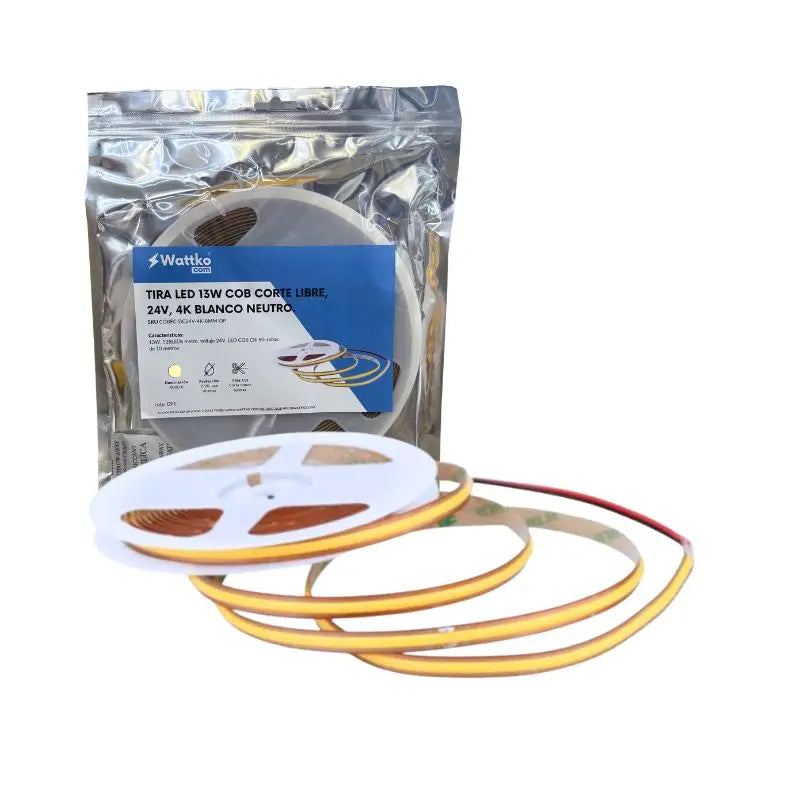 10M Tira LED COB 13W/M Corte Libre 24V 4000K Blanco Neutro