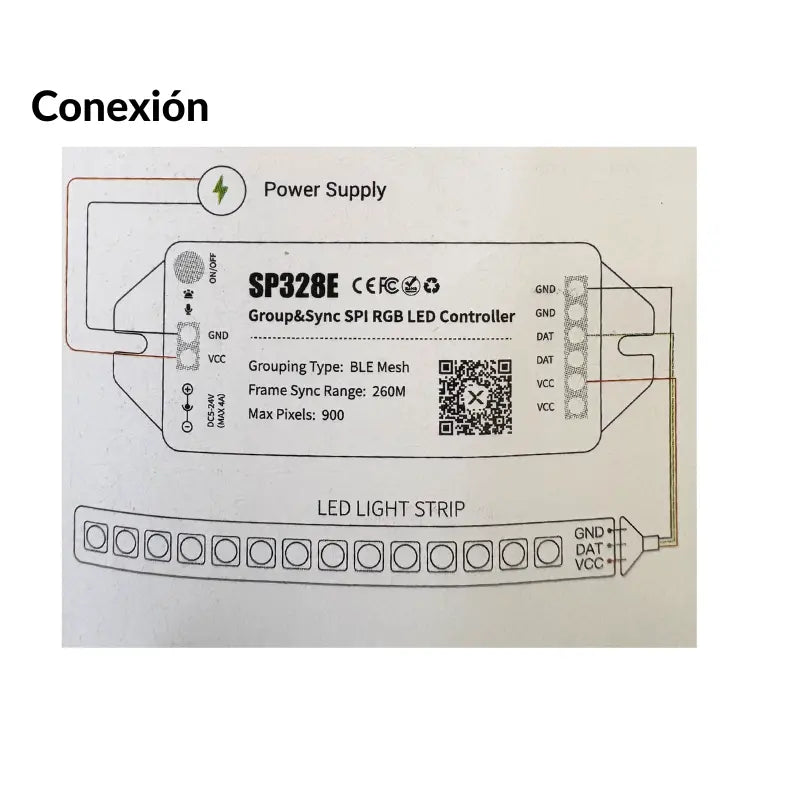 Controlador LED Pixel Conexión BLE MESH SP328E  900PX