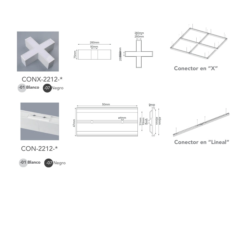 Lampara Lineal 60cm 16W CCT 3K,4K,6K Interconectable