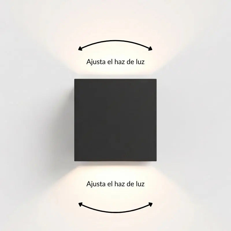Luminaria Cubo Negro 6W 3K Cálido Haz De Luz Ajustable 120V IP65 Uso Exterior