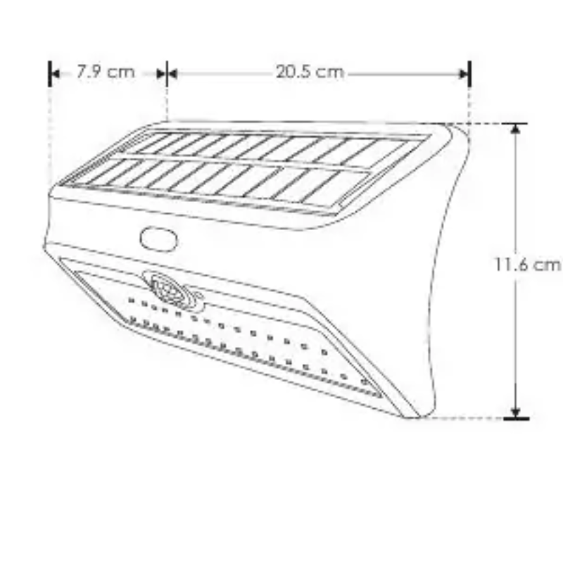 Solar LED light, warm white, 4W, surface mounted on wall, IP44