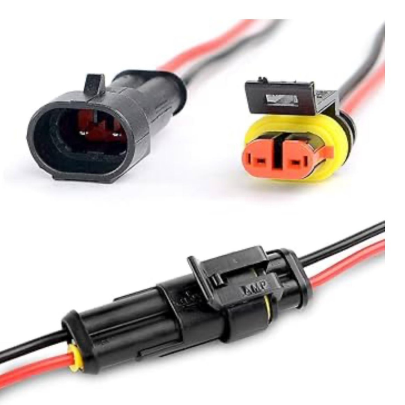 Par de conector de cable eléctrico impermeable sellado de 2 pines
