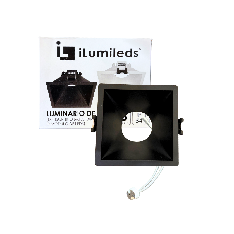 Black Square Polycarbonate Diffuser with Depth and Base MR16