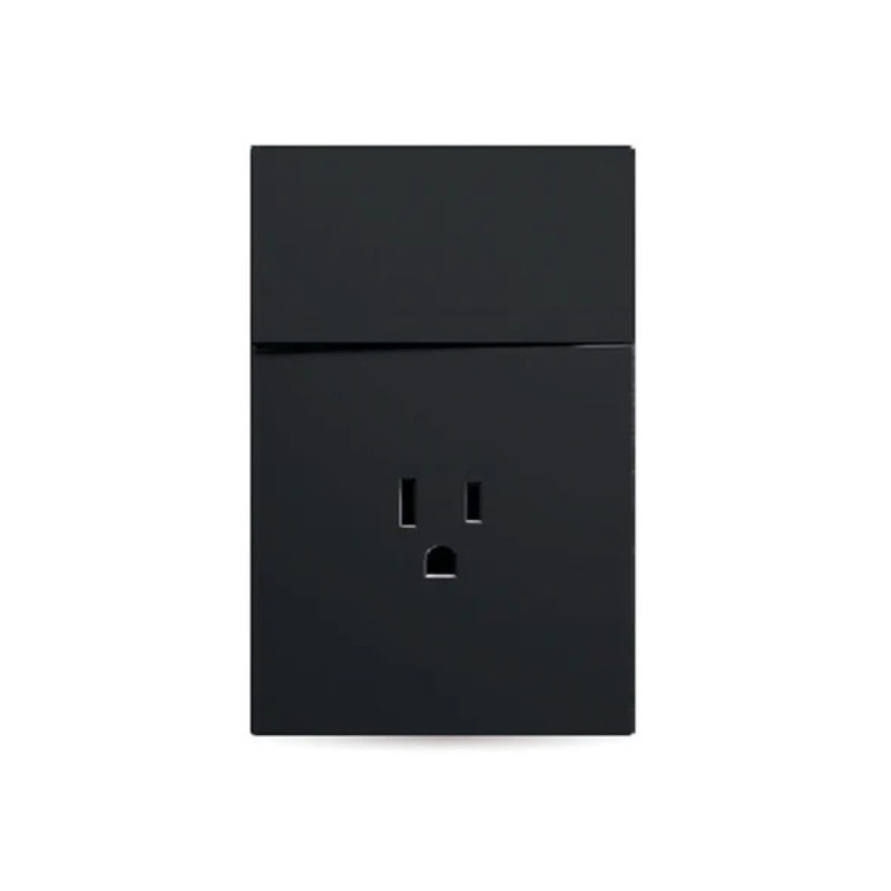 Apagador Y Contacto Sencillo  Placa Color Negro Luxury, Policarbonato