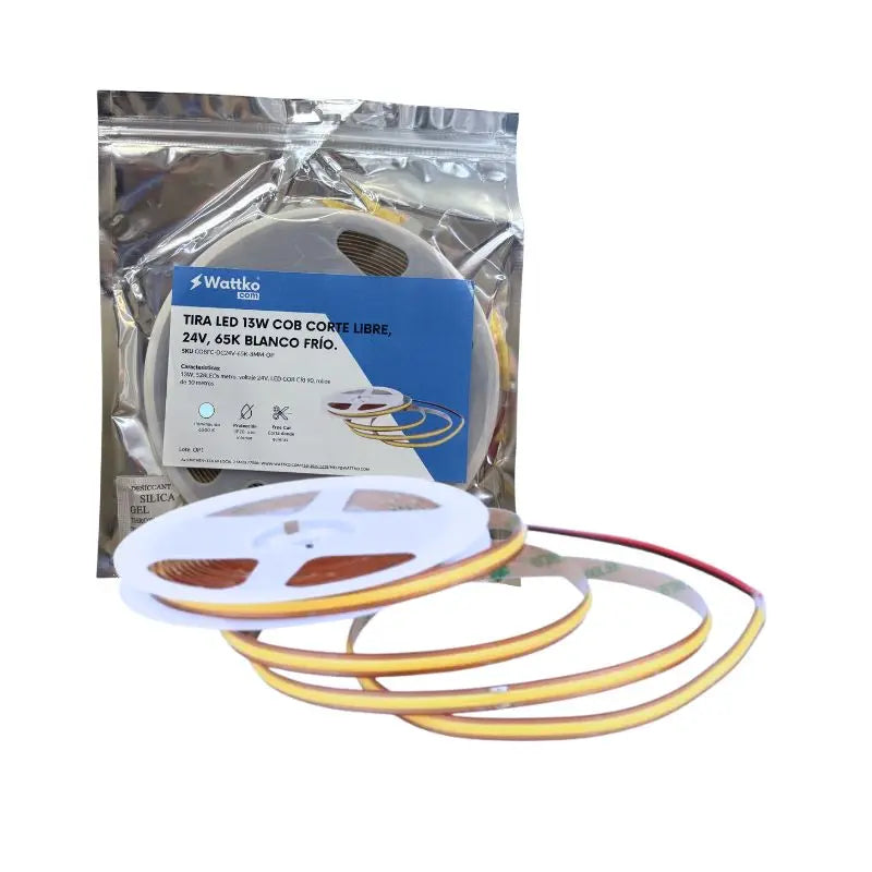 10M Tira LED COB 13W/M Corte Libre 24V 6500K Blanco Frío