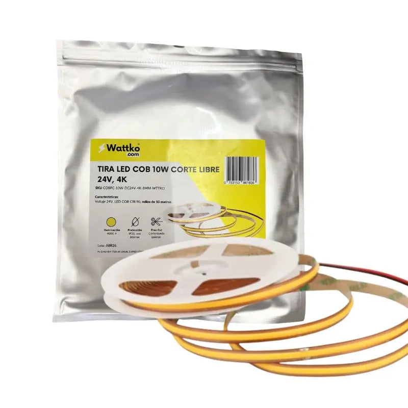 10M Tira LED COB 10W/M Corte Libre 24V 4000K Blanco Neutro