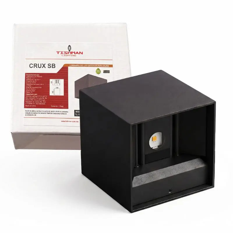 Luminaria Cubo Negro 6W 3K Cálido Haz De Luz Ajustable 120V IP65 Uso Exterior