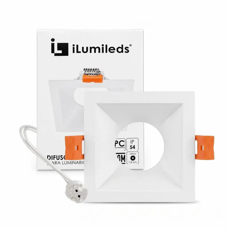 Fixed Square White Polycarbonate Recessed Diffuser