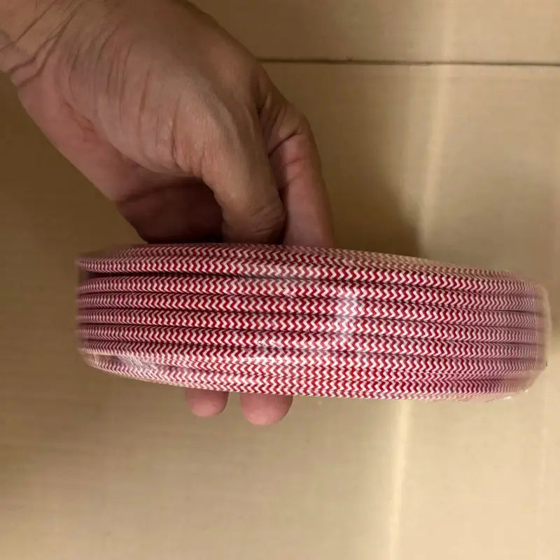 Metro de Cable Textil Rojo y Blanco De Cobre Uso Rudo Dos Polos Calibre 18 AWG
