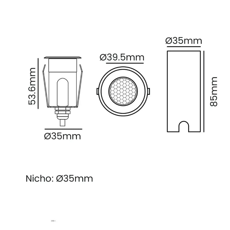 Empotrado Piso Mini  1.5W 3000K Cálido Uso Exterior Con Honey Red