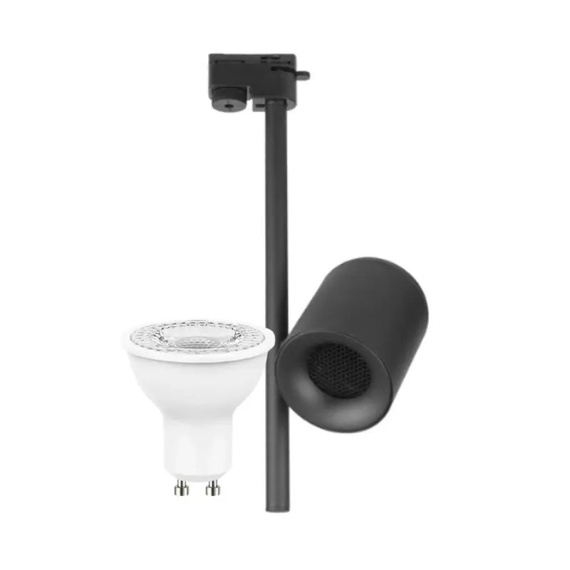 Luminaria Puntual Color Negro De Riel Electrificado 127V Para Foco GU10