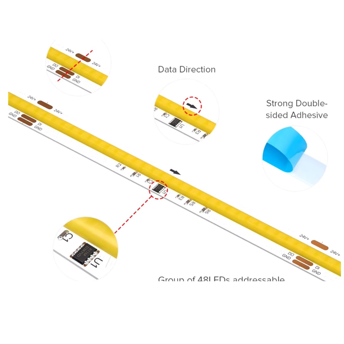 5M Tira CCT IC 576 LED Metro 10MM White Pixel IP20 14W/M 24V - Wattko
