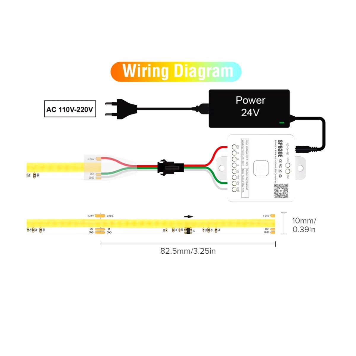 5M Tira CCT IC 576 LED Metro 10MM White Pixel IP20 14W/M 24V - Wattko