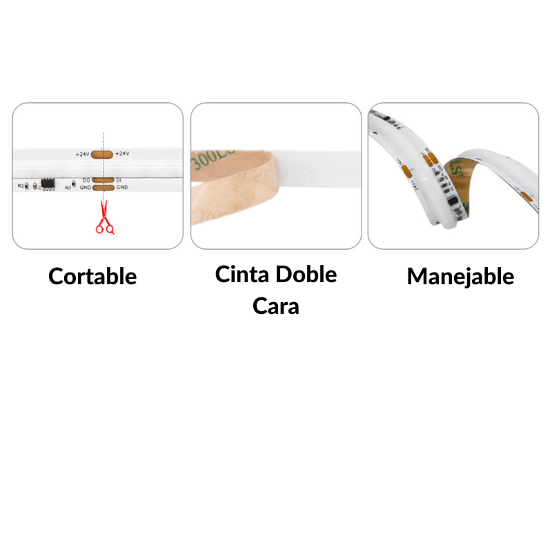 5M Tira RGB COB 5V 2811 720D 10MM Pixel IP20 12W/M 5m - Wattko