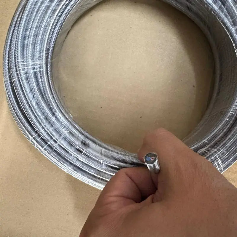 Metro de Cable Textil Gris Plata De Cobre Uso Rudo Dos Polos Calibre 18 AWG