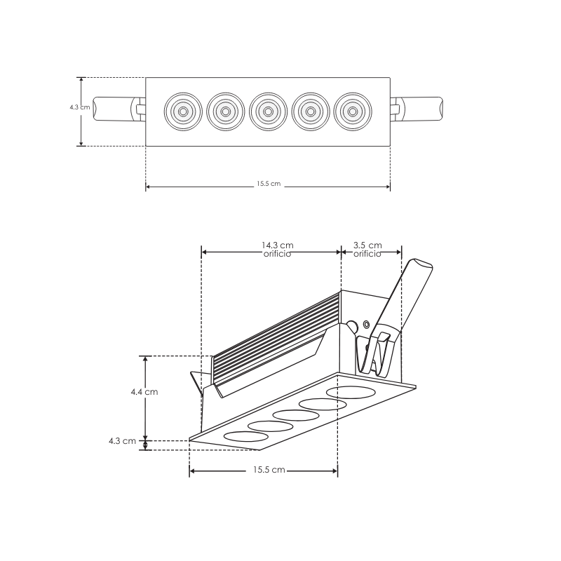 Luminaria LED Empotrar Carcasa Blnaca 10W  En Blanco Cálido o Neutro