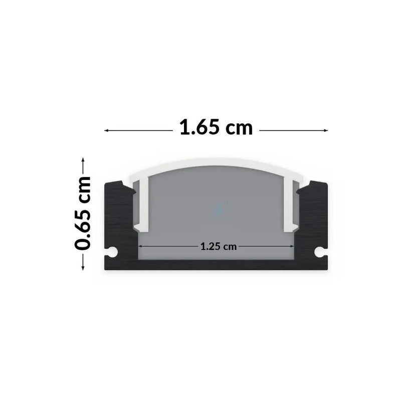 3M Black Aluminum Profile 103B Recessed/Surface Mount 16.5x6.5mm