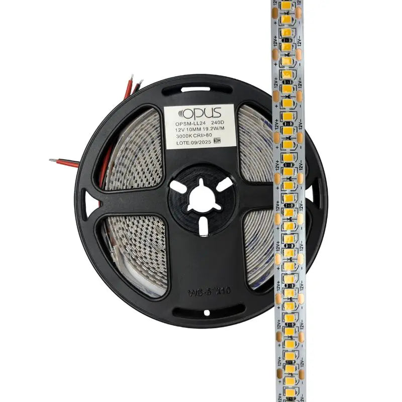 5m Tira LED 12V 240 LEDS y 19.2W Metro Blanco Frío 65K, IP2O Uso Interior