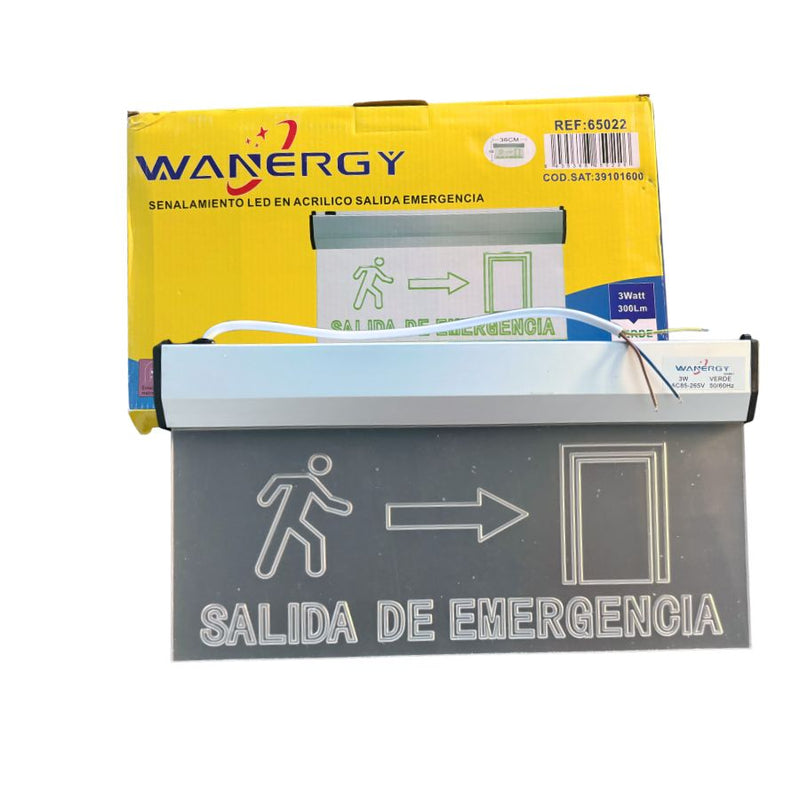 Letrero de Emergencia 3W Luz Verde